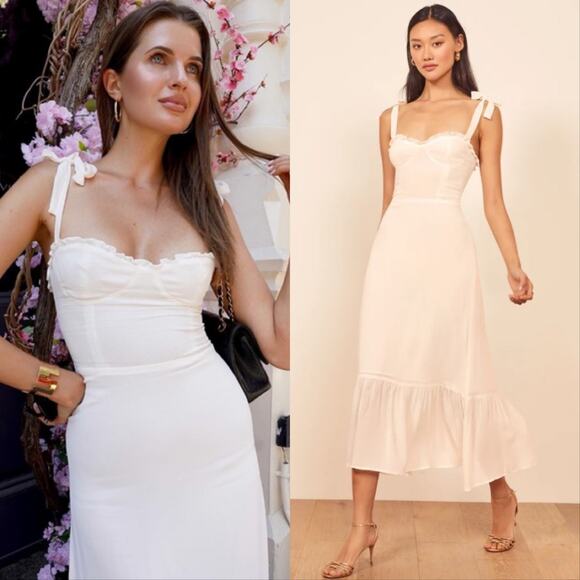 Reformation Dresses & Skirts - Reformation Nikita Tie Strap Midi Dress Ivory White